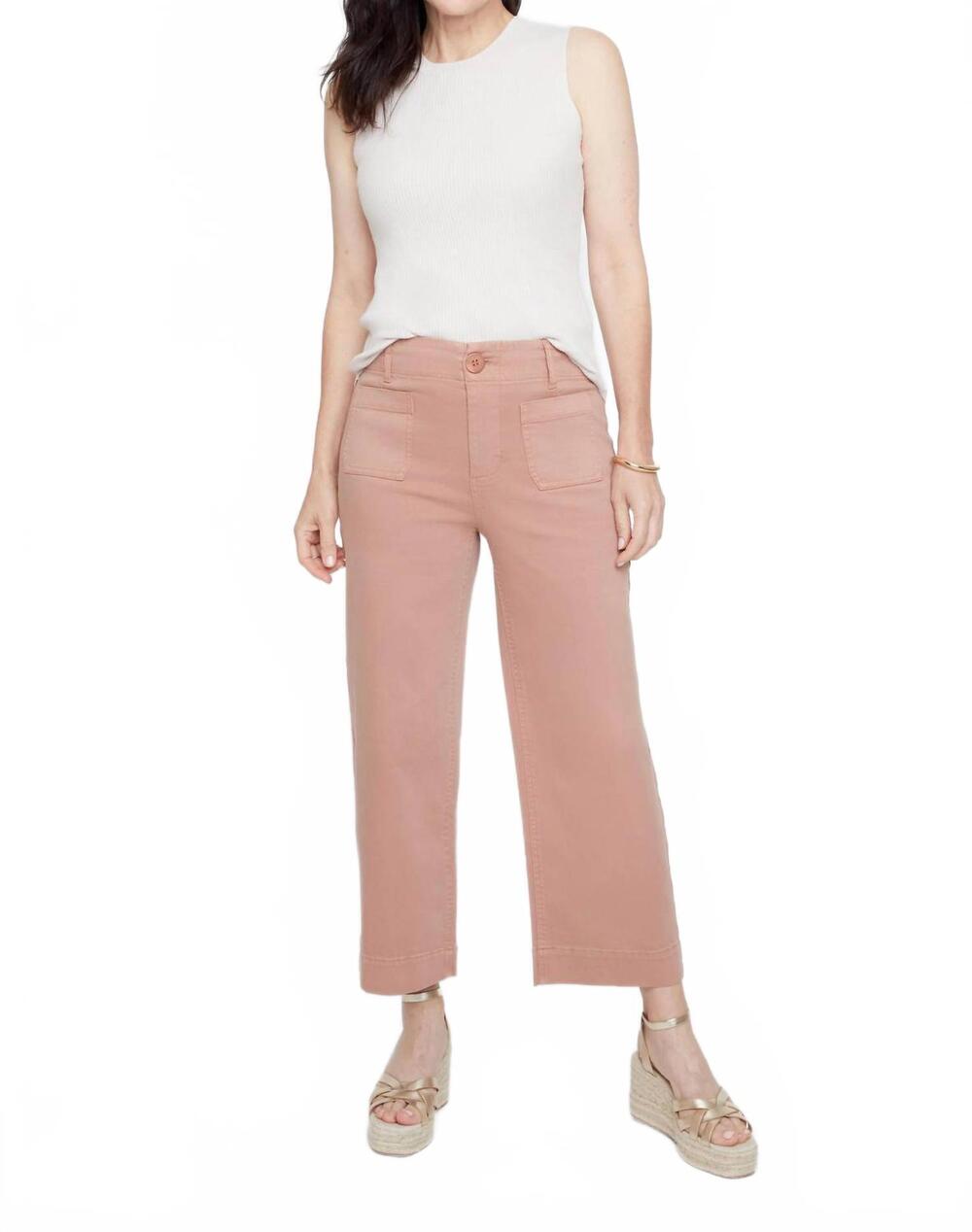 NEW RENUAR women's tencel wide-leg crop pants in mocha